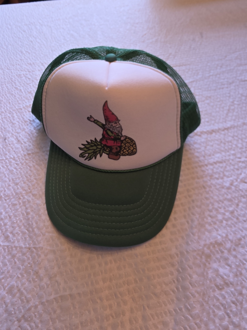 OTTO Green and White Trucker Hat with Gnome Pineapple Patch